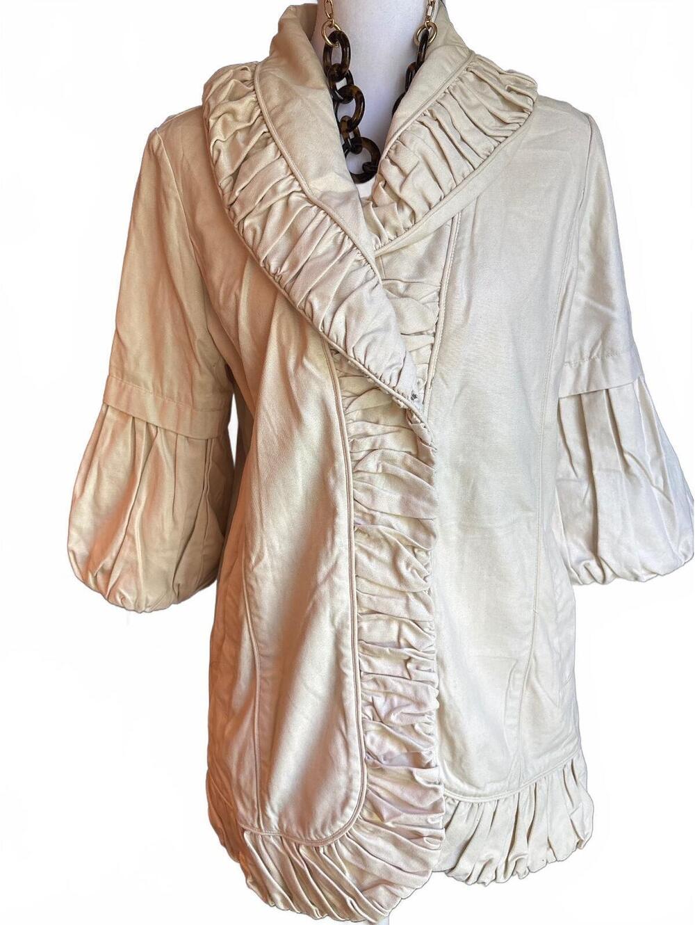 NWT Ryu Anthropologie Collab 100% Cotton Ruffle Coat L